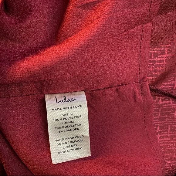 Lulu’s Lisette Burgundy Satin One-Shoulder Mini Dress - Picture 6 of 6